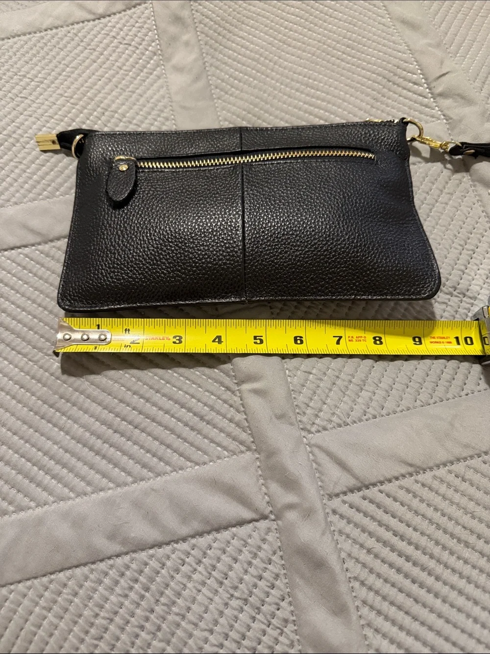 Black Crossbody Wristlet Bag with Gold Hardware